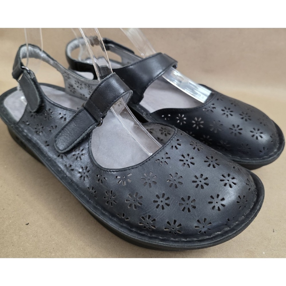 Alegria (Sz 40) Jemma JEM-711 women's black cut out leather slingback pumps